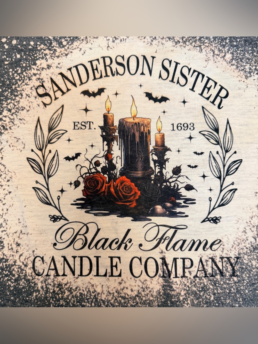 Womens Sanderson Sisters Black Flame Candle Company T Shirt Hocus Pocus 3XL Gray